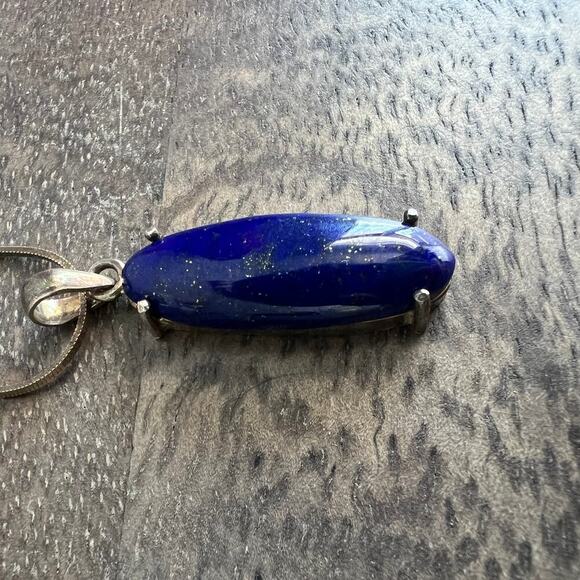 Sterling Silver Blue Lapis Lazuli Pendant Necklace and Earring Set - Picture 8 of 9